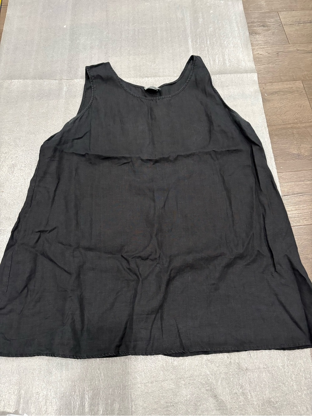 [2X]Chalet Et Ceci Black Sleeveless Women's Linen Classic Tank Blouse